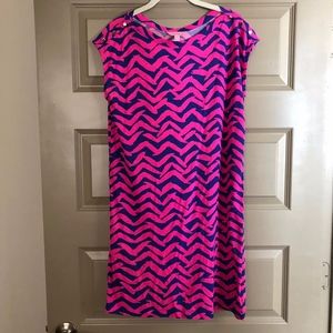 Lilly Pulitzer Shift Dress - Pink and Navy pattern